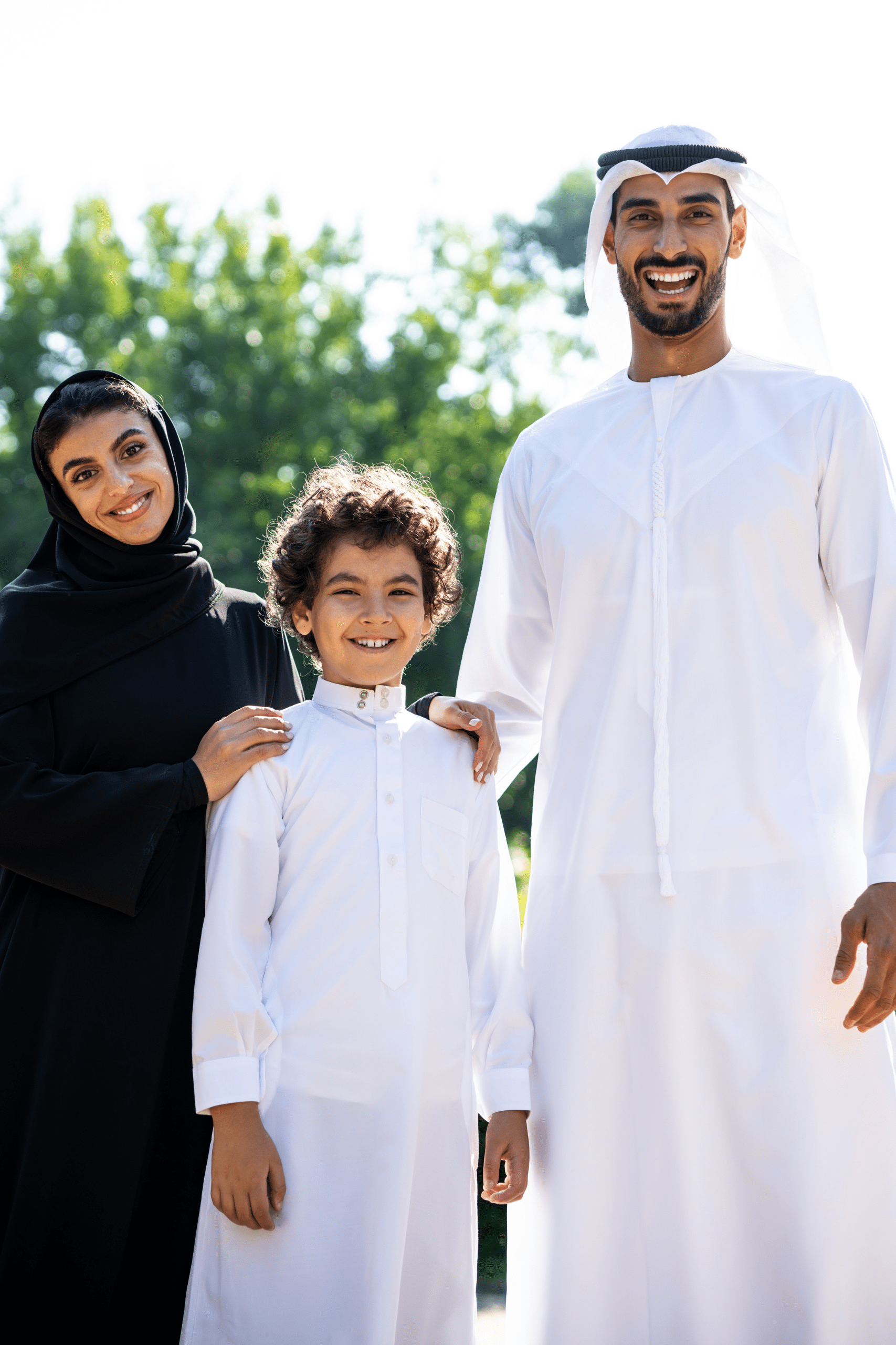 Arabian family in garden